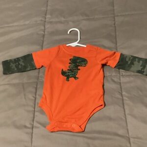 Garanimals Orange Dinosaur Bodysuit with Camouflage Sleeves